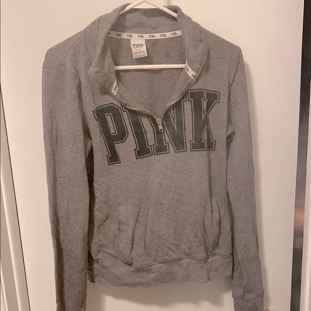 PINK Victoria's Secret Gray Quarter-Zip Pullover